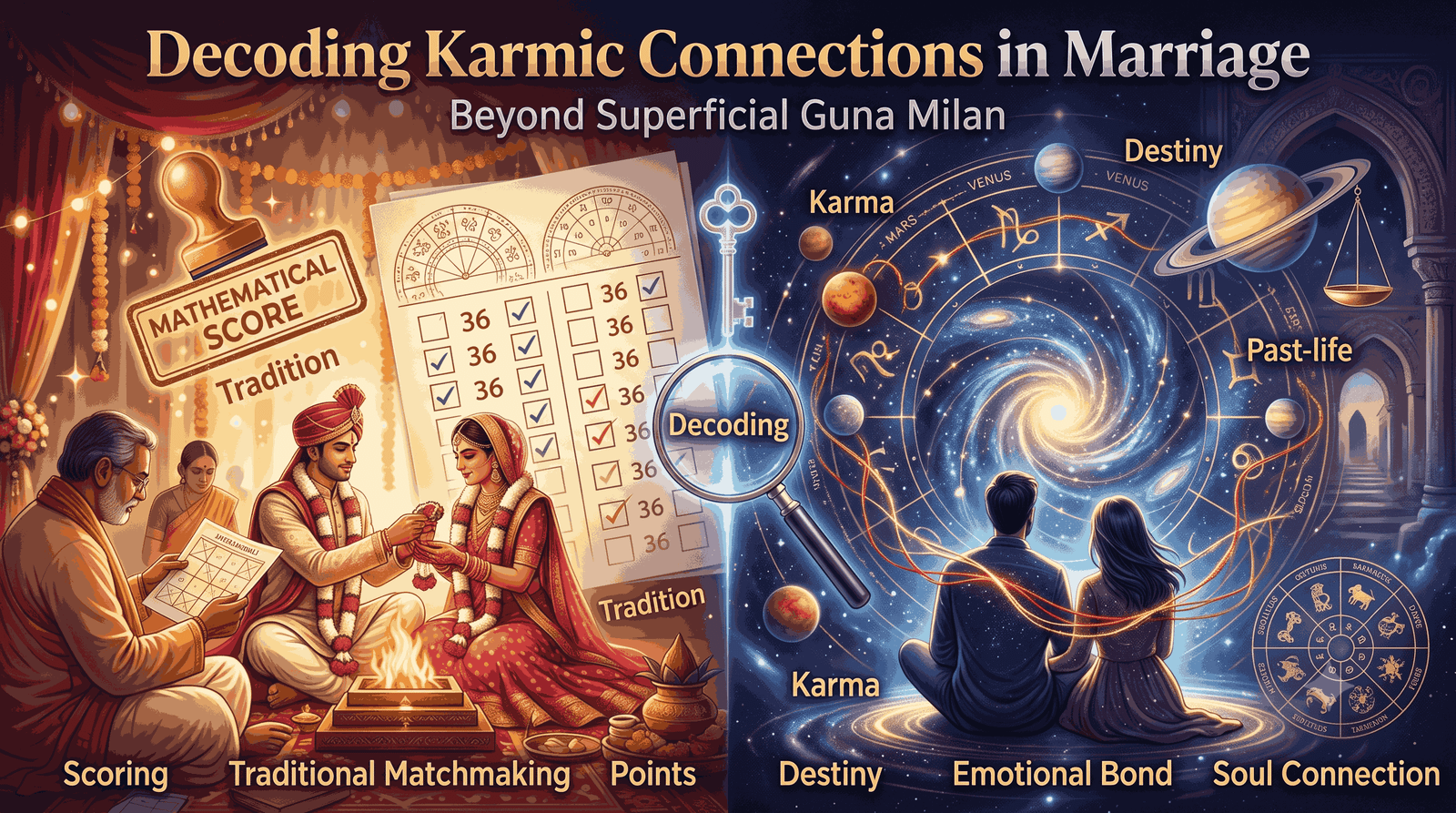 Ancient Vedic marriage Kundli matching charts and palm leaf manuscripts